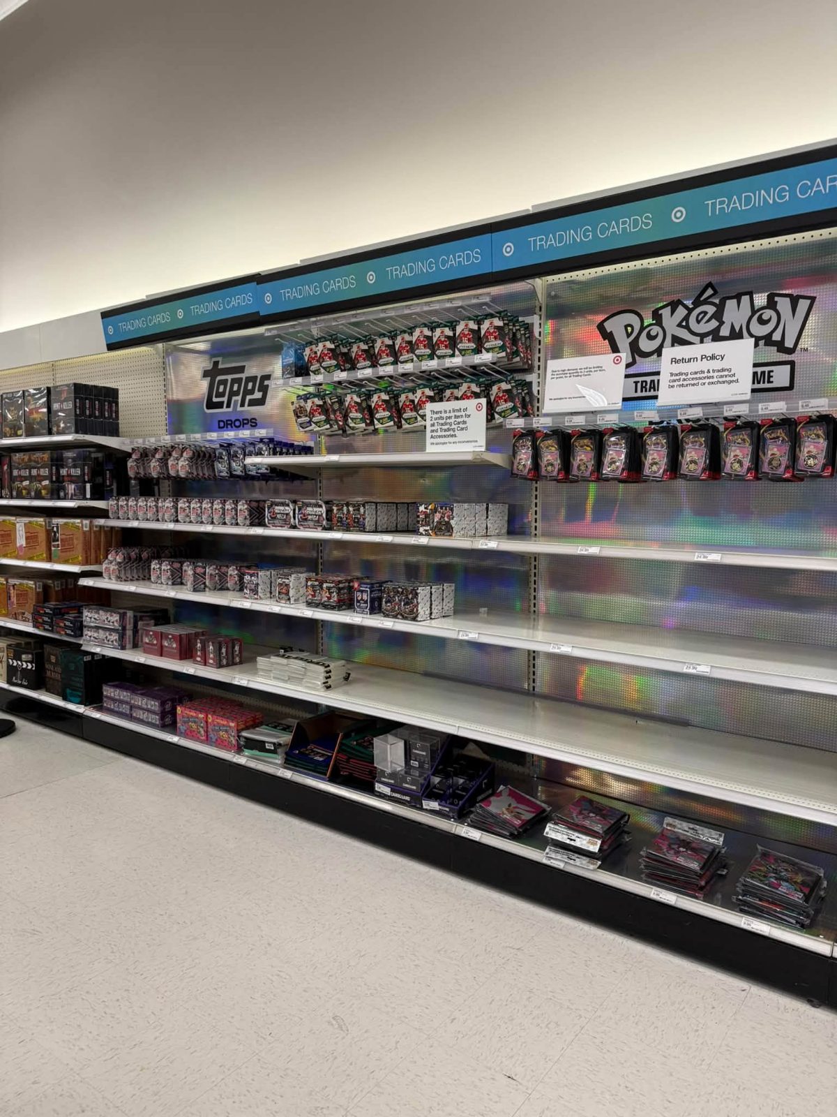Shelf photo: single blister packs (lots) + 4 CR bundles Mixed restock (multiple items) at Target